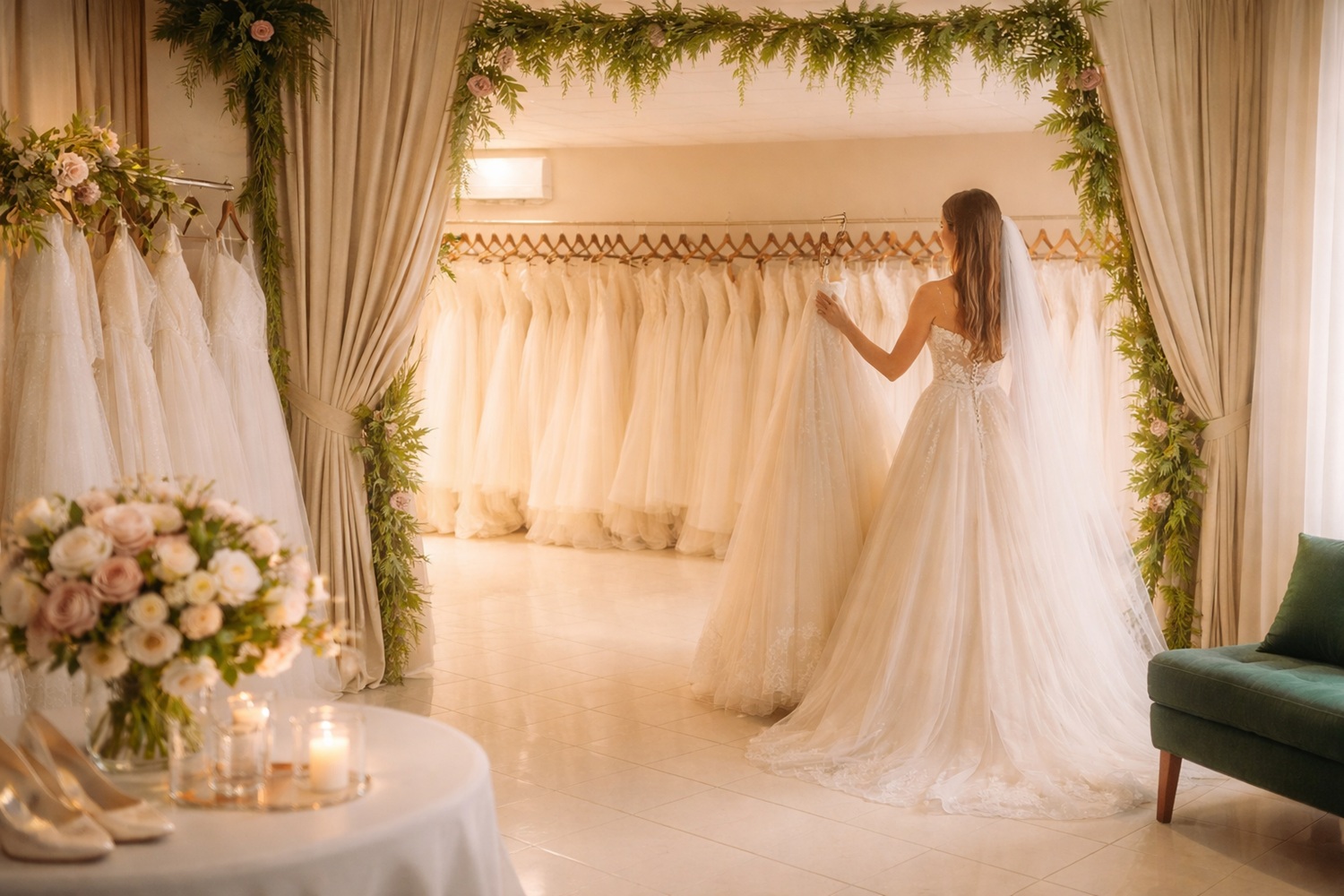 Più di 200 abiti da sposa disponibili nel negozio